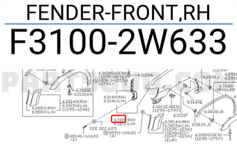Nissan F31002W633 FENDER-FRONT,RH