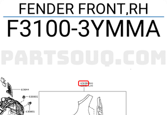 Nissan F31003YMMA FENDER FRONT,RH