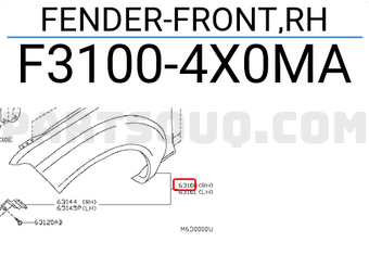Nissan F31004X0MA FENDER-FRONT,RH