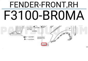Nissan F3100BR0MA FENDER-FRONT,RH