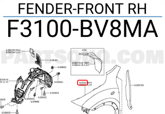 Nissan F3100BV8MA FENDER-FRONT RH