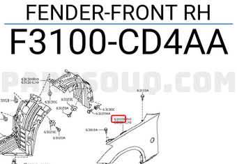 Nissan F3100CD4AA FENDER-FRONT RH