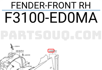 Nissan F3100ED0MA FENDER-FRONT RH