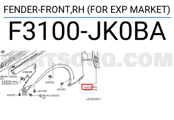 Nissan F3100JK0BA FENDER-FRONT,RH (FOR EXP MARKET)