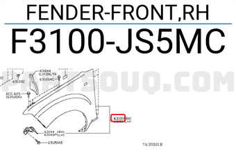Nissan F3100JS5MC FENDER-FRONT,RH
