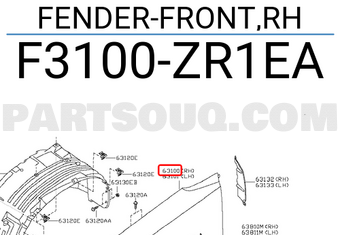 Nissan F3100ZR1EA FENDER-FRONT,RH