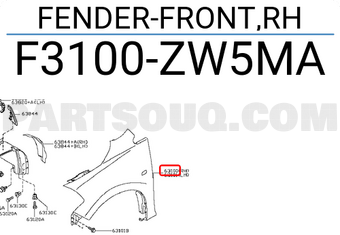 Nissan F3100ZW5MA FENDER-FRONT,RH