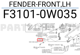 Nissan F31010W035 FENDER-FRONT,LH