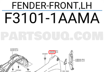 Nissan F31011AAMA FENDER-FRONT,LH