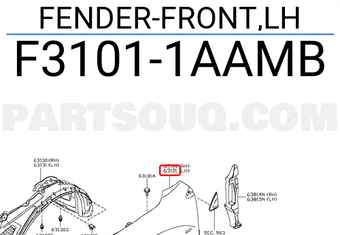 Nissan F31011AAMB FENDER-FRONT,LH