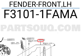 Nissan F31011FAMA FENDER-FRONT,LH