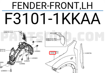 Nissan F31011KKAA FENDER-FRONT,LH