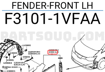 Nissan F31011VFAA FENDER-FRONT LH