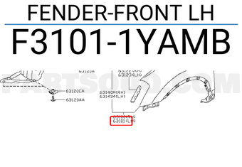 Nissan F31011YAMB FENDER-FRONT LH