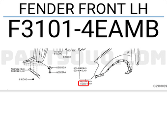 Nissan F31014EAMB FENDER FRONT LH