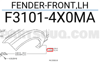 Nissan F31014X0MA FENDER-FRONT,LH