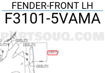 Nissan F31015VAMA FENDER-FRONT LH
