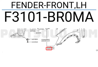 Nissan F3101BR0MA FENDER-FRONT,LH