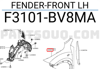 Nissan F3101BV8MA FENDER-FRONT LH
