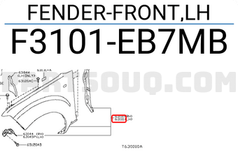 Nissan F3101EB7MB FENDER-FRONT,LH