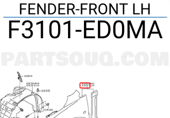 Nissan F3101ED0MA FENDER-FRONT LH