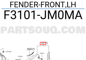 Nissan F3101JM0MA FENDER-FRONT,LH