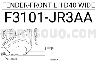Nissan F3101JR3AA FENDER-FRONT LH D40 WIDE