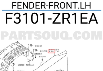 Nissan F3101ZR1EA FENDER-FRONT,LH