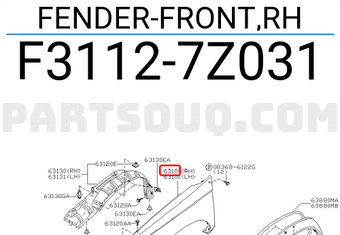Nissan F31127Z031 FENDER-FRONT,RH
