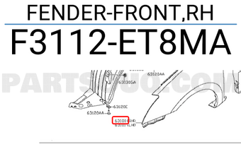 Nissan F3112ET8MA FENDER-FRONT,RH