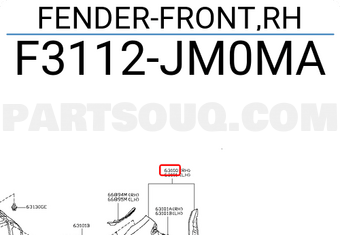 Nissan F3112JM0MA FENDER-FRONT,RH