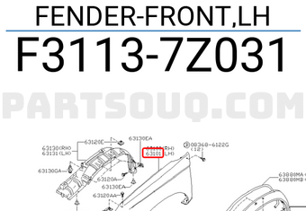 Nissan F31137Z031 FENDER-FRONT,LH