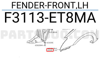 Nissan F3113ET8MA FENDER-FRONT,LH