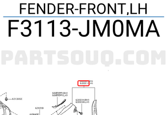 Nissan F3113JM0MA FENDER-FRONT,LH