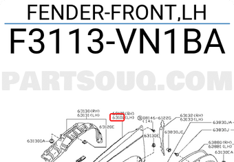 Nissan F3113VN1BA FENDER-FRONT,LH