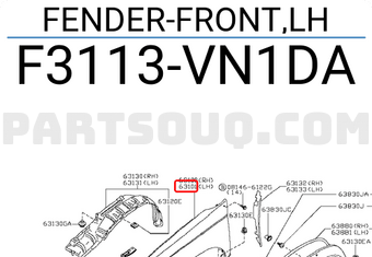 Nissan F3113VN1DA FENDER-FRONT,LH