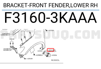 Nissan F31603KAAA BRACKET-FRONT FENDER,LOWER RH
