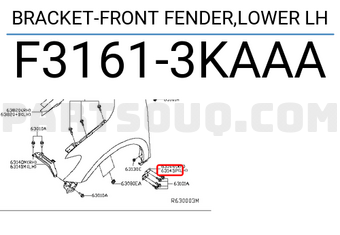 Nissan F31613KAAA BRACKET-FRONT FENDER,LOWER LH