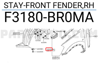 Nissan F3180BR0MA STAY-FRONT FENDER,RH