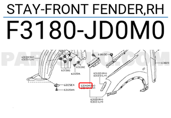 Nissan F3180JD0M0 STAY-FRONT FENDER,RH