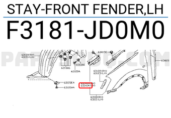 Nissan F3181JD0M0 STAY-FRONT FENDER,LH