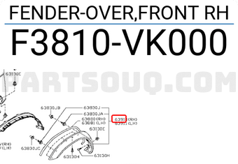 Nissan F3810VK000 FENDER-OVER,FRONT RH