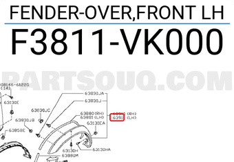 Nissan F3811VK000 FENDER-OVER,FRONT LH