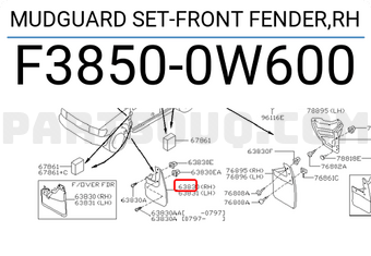 Nissan F38500W600 MUDGUARD SET-FRONT FENDER,RH