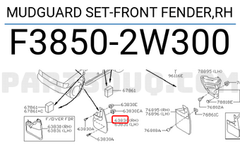 Nissan F38502W300 MUDGUARD SET-FRONT FENDER,RH