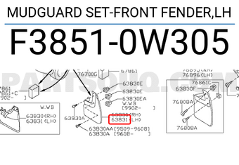 Nissan F38510W305 MUDGUARD SET-FRONT FENDER,LH