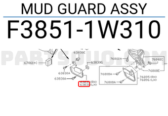 Nissan F38511W310 MUD GUARD ASSY