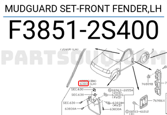 Nissan F38512S400 MUDGUARD SET-FRONT FENDER,LH