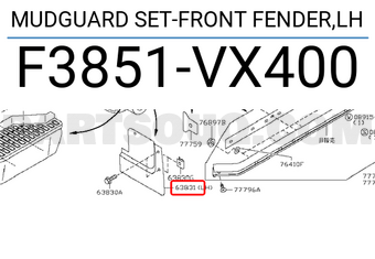 Nissan F3851VX400 MUDGUARD SET-FRONT FENDER,LH
