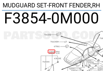 Nissan F38540M000 MUDGUARD SET-FRONT FENDER,RH